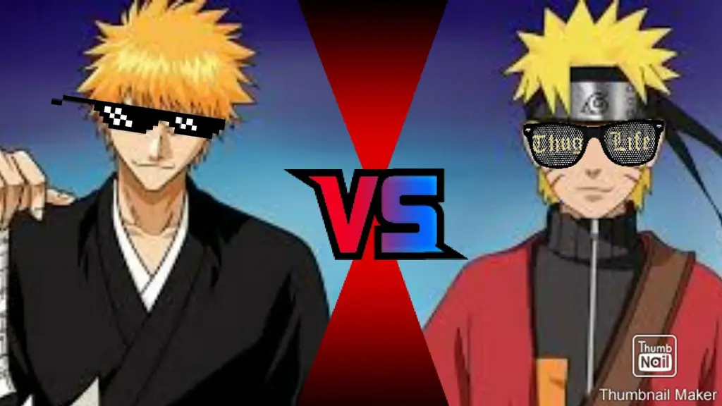 Gambar fan art pertarungan Naruto vs Bleach