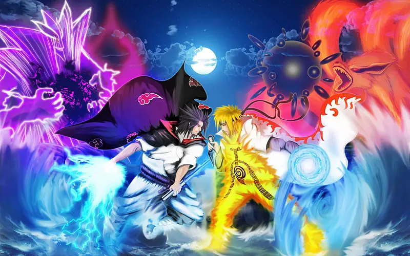 Gambar Naruto dan Sasuke bertarung