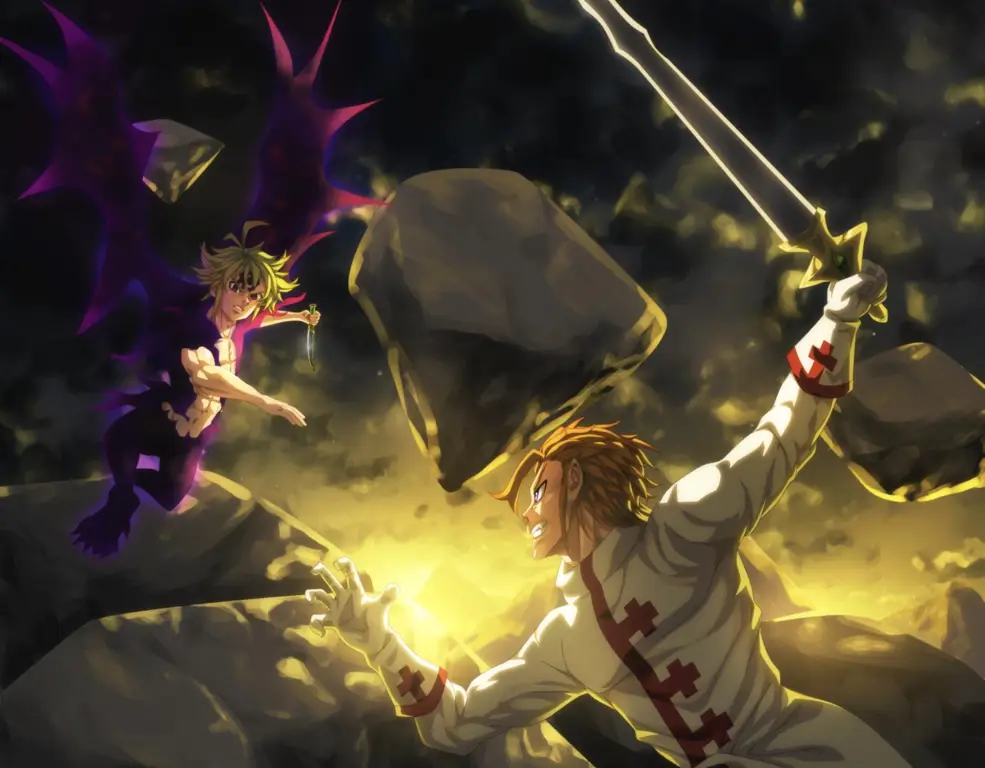 Pertarungan epik para kesatria Adegan pertarungan seru dari The Seven Deadly Sins