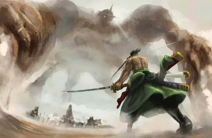 cuplikan pertarungan Zoro vs Pica dalam anime One Piece