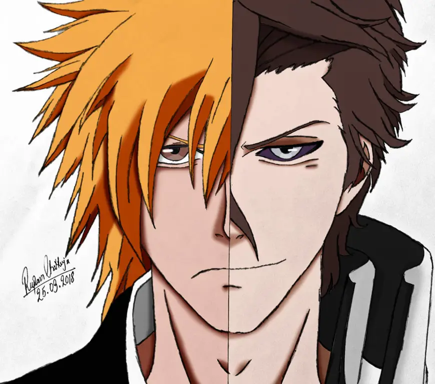 Ichigo Kurosaki melawan Sosuke Aizen dalam pertarungan klimaks