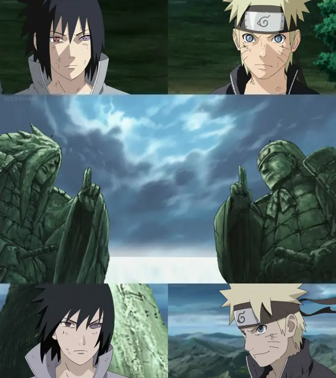 Gambar Naruto dan Sasuke bertarung