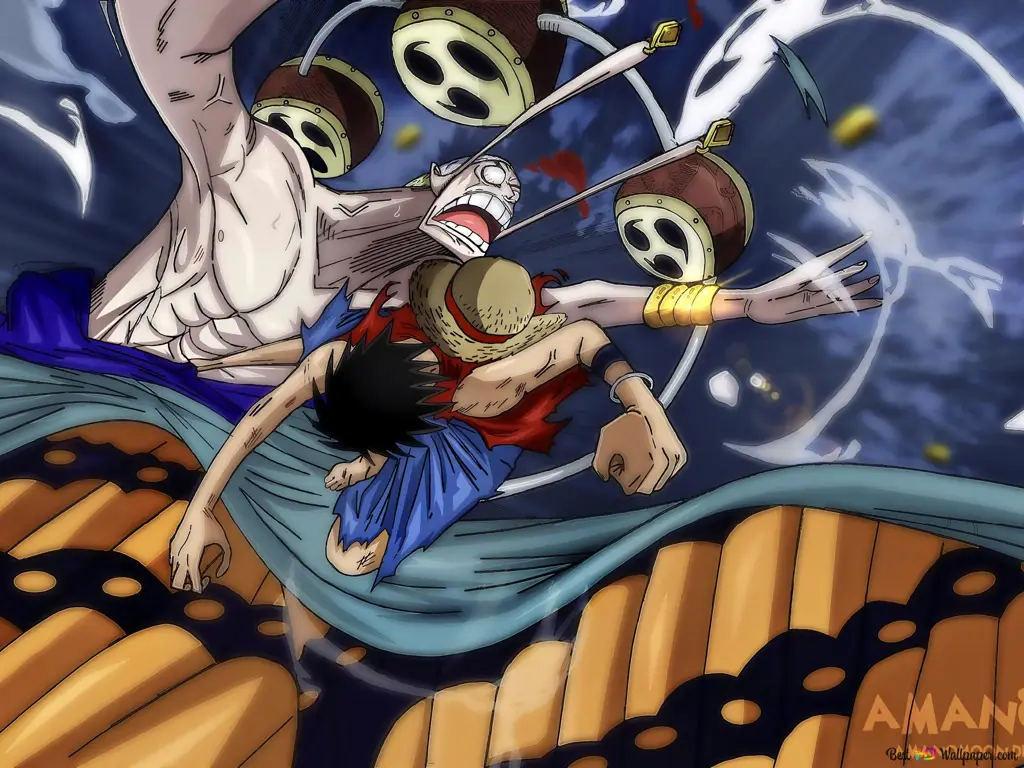 Luffy melawan Enel di Skypiea