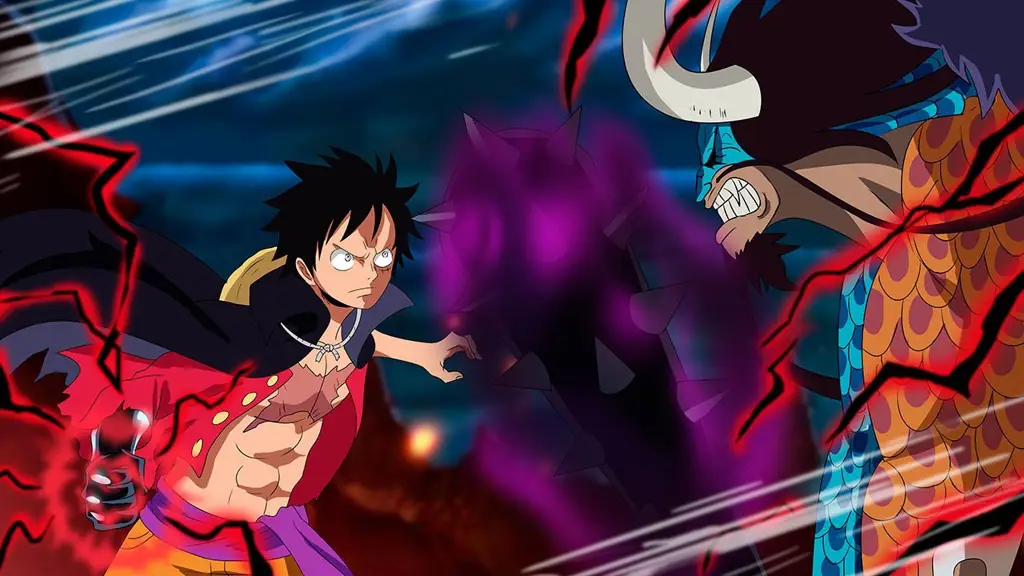 Pertarungan Luffy dan Kaido di One Piece Episode 1015 Luffy melawan Kaido dalam pertarungan sengit di atap Onigashima