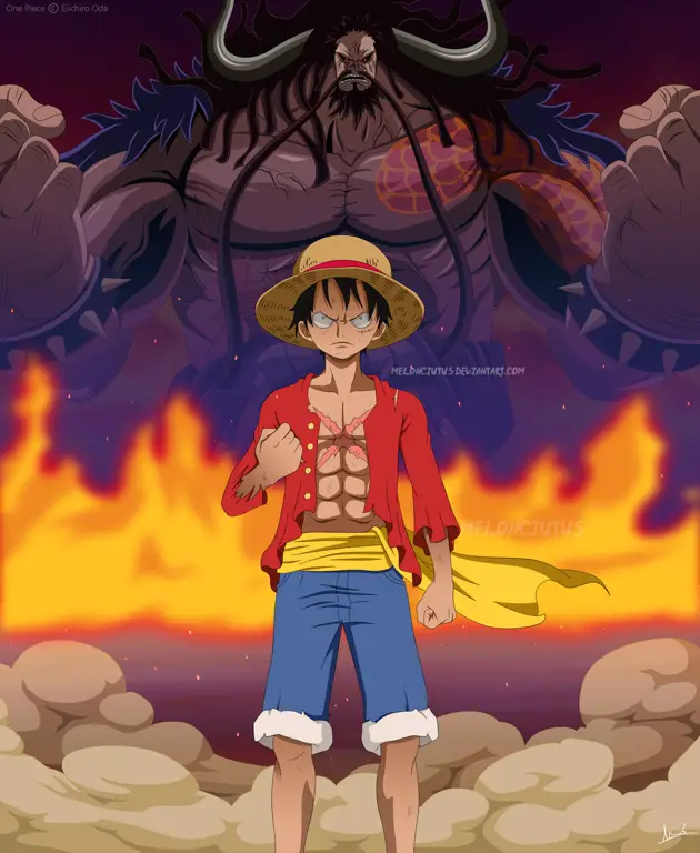 Pertarungan Luffy dan Kaido yang menegangkan Luffy dan Kaido bertarung sengit di One Piece chapter 1006
