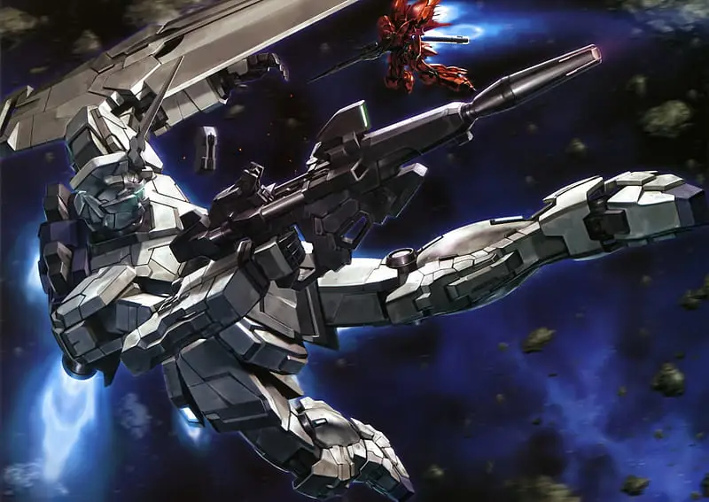 Adegan pertarungan mecha dari Gundam Unicorn