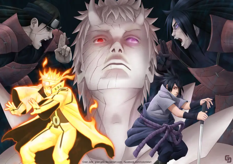 Naruto dan Sasuke bertarung melawan Obito