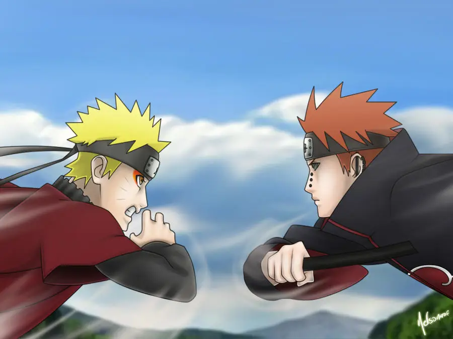 Naruto dan Pain sedang bertarung sengit