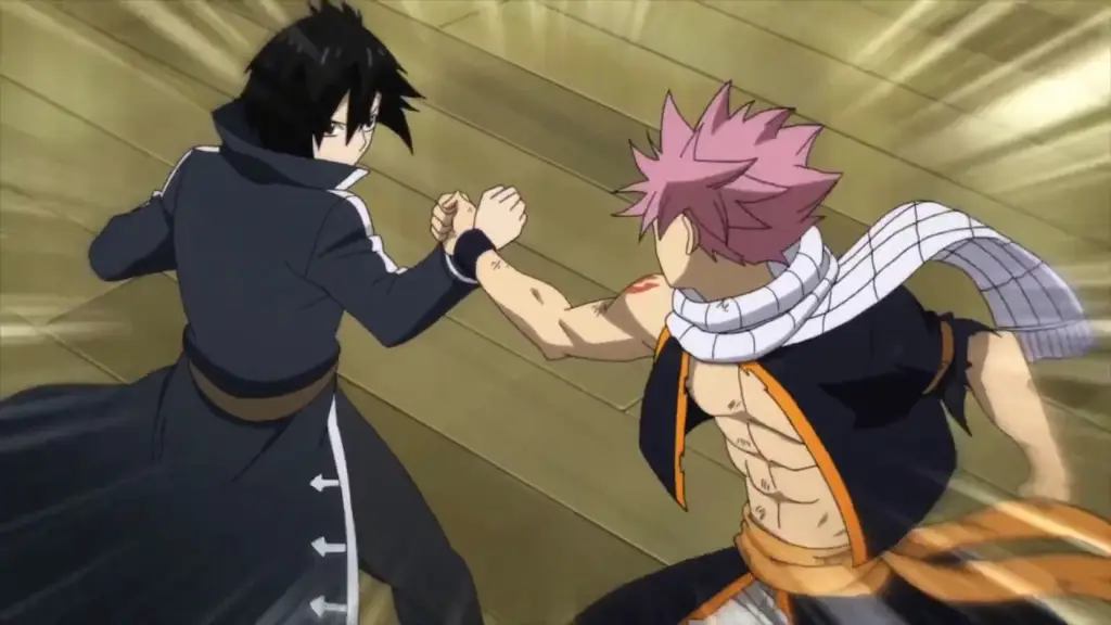 Natsu dan lawannya bertarung sengit dalam Fairy Tail episode 39.