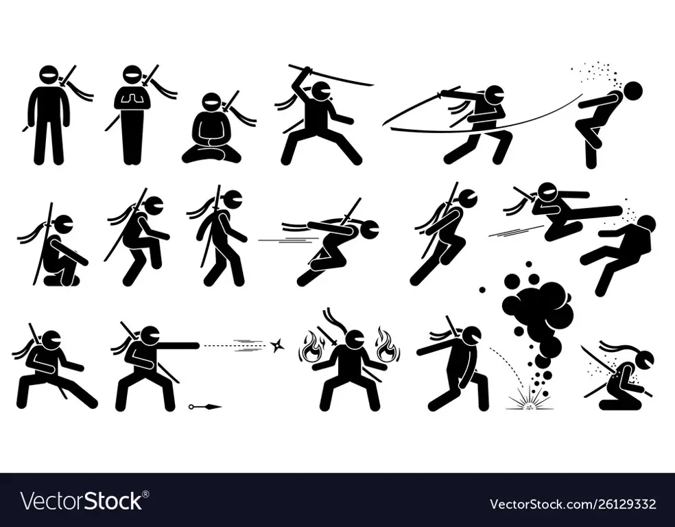 Ilustrasi pertarungan ninja di Jepang kuno.