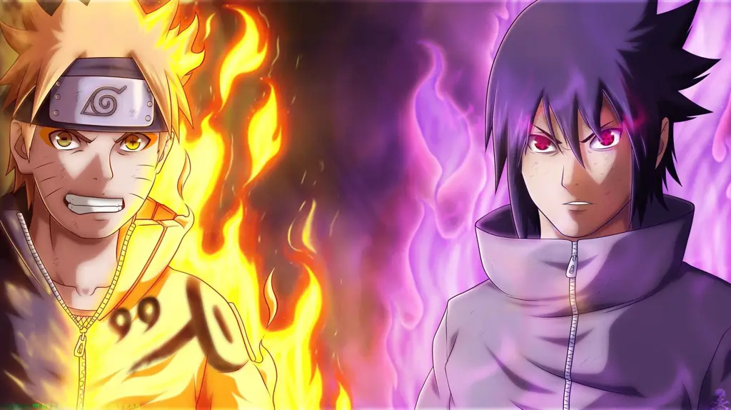 Gambar pertarungan terakhir antara Naruto dan Sasuke