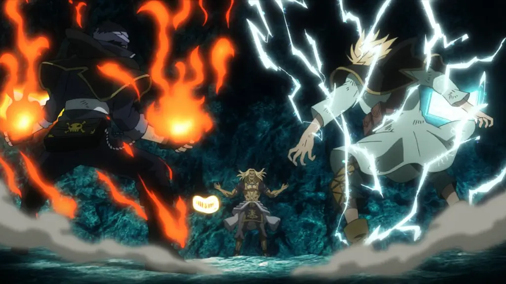 Adegan pertarungan dalam Black Clover Episode 1