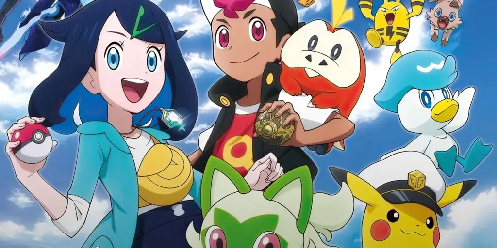 Adegan pertarungan Pokemon di episode 49 Pokemon Horizons