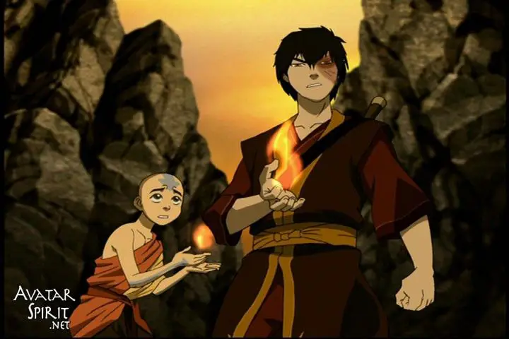 Gambar Aang dan Zuko sedang bertarung