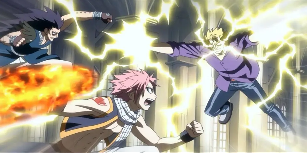 Para karakter Fairy Tail bertarung melawan musuh