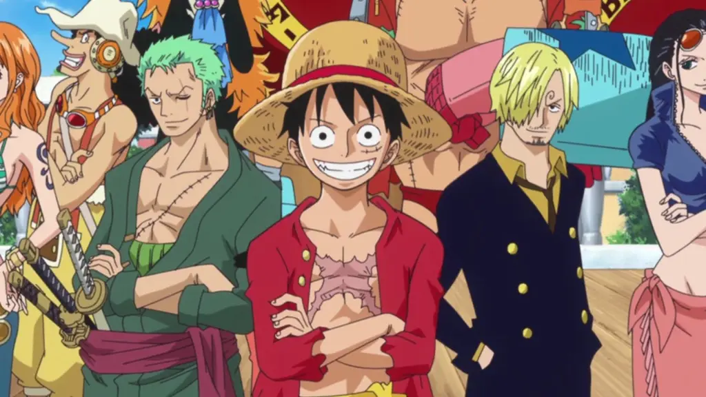 Gambar karakter One Piece sedang bertarung