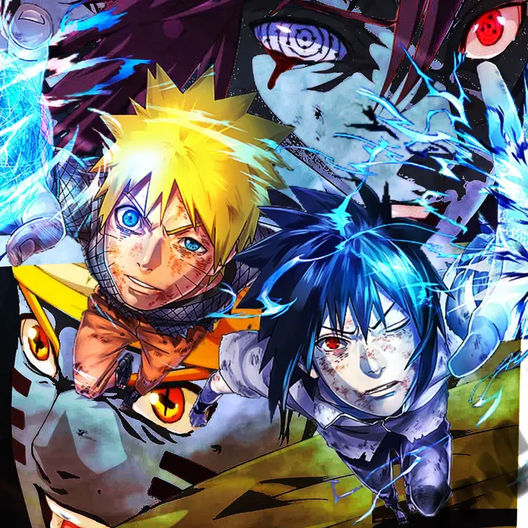 Gambar Naruto dan Sasuke bertarung