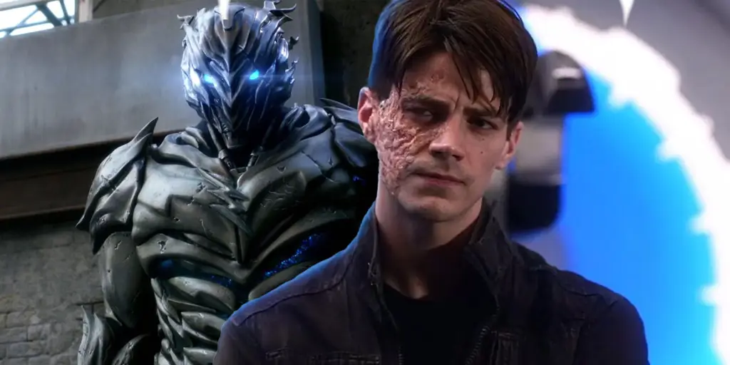 Gambar Barry Allen berjuang melawan Savitar