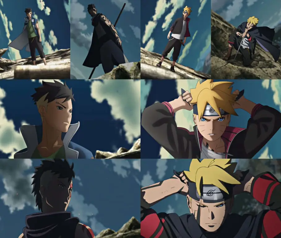 Gambar Boruto dan Kawaki sedang bertarung dengan serius