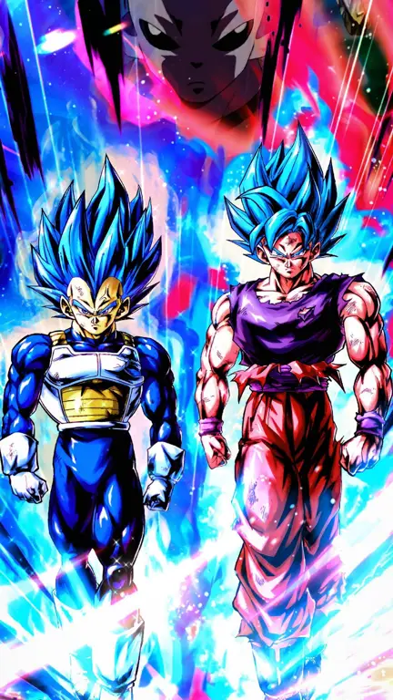Pertarungan Sengit di Dragon Ball Super Gambar pertarungan epik antara karakter-karakter Dragon Ball Super.