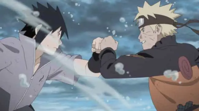 Gambar para karakter Naruto sedang bertarung