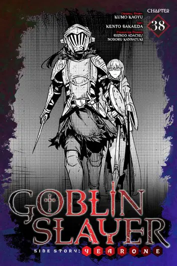 Gambar yang menampilkan adegan pertarungan menegangkan dari Goblin Slayer chapter 38.