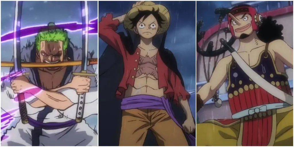 Para karakter One Piece sedang bertarung dengan sengit