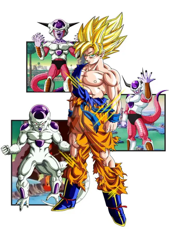 Goku sedang bertarung melawan Frieza