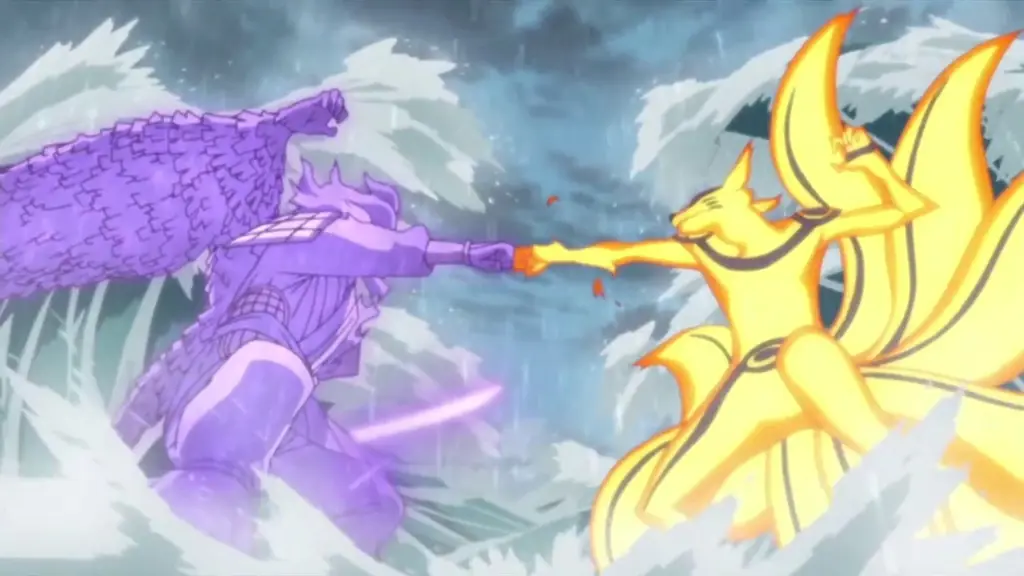 Pertarungan sengit Naruto dan Sasuke Naruto dan Sasuke bertarung dengan sengit