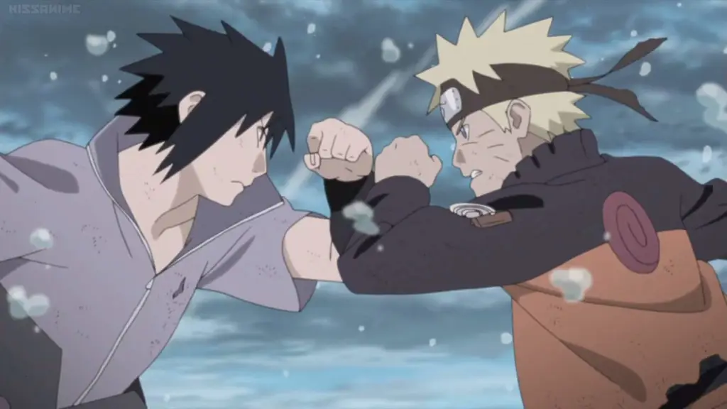 Naruto dan Sasuke bertarung dengan sengit