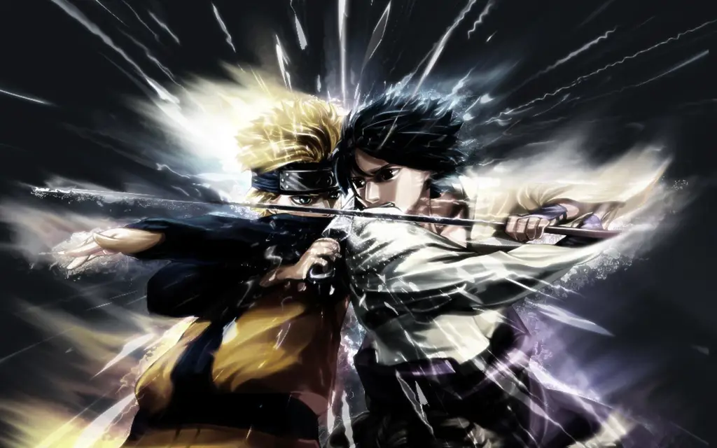 Gambar Naruto dan Sasuke bertarung