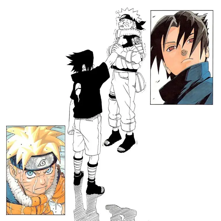 Gambar Naruto dan Sasuke sedang bertarung dengan sengit