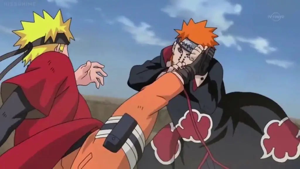 Pertarungan Sengit Naruto vs Pain Naruto dan Pain sedang bertarung sengit