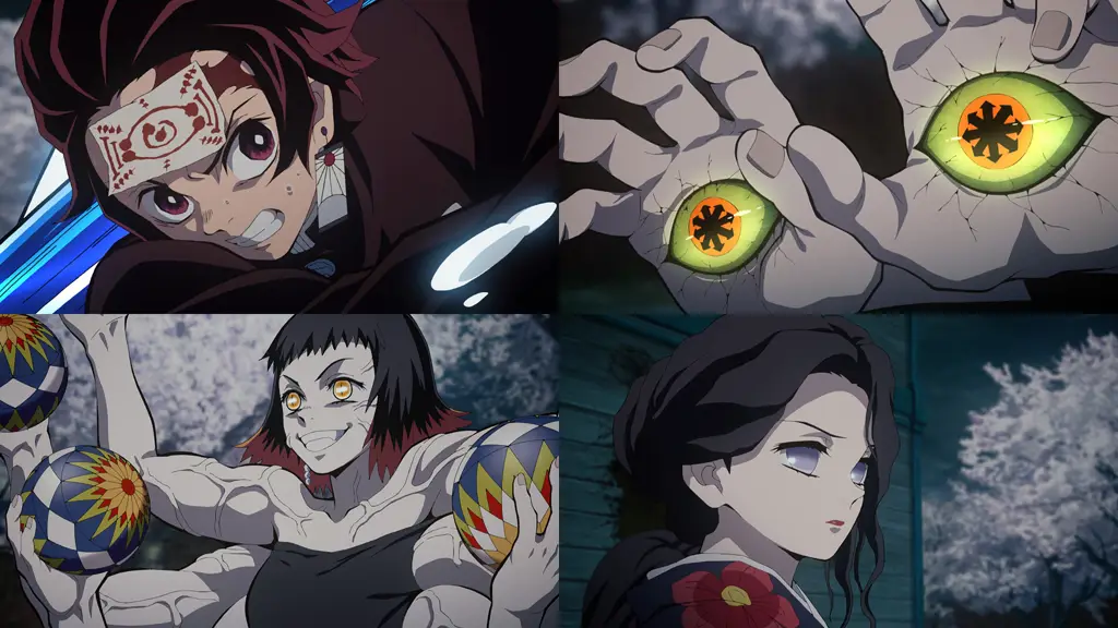 Cuplikan adegan pertarungan Tanjiro melawan Hantengu di Kimetsu no Yaiba episode 18.