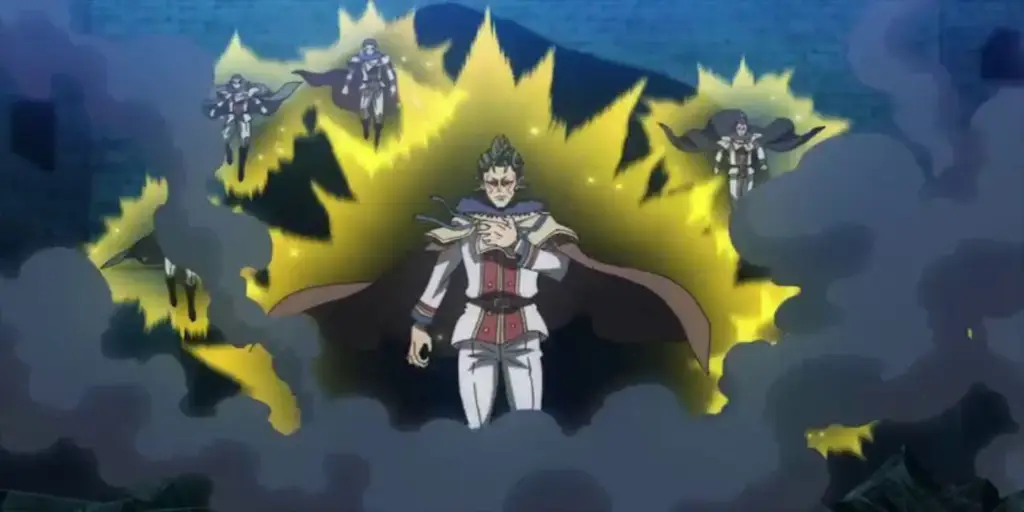 Para karakter Black Clover sedang bertarung dengan musuh yang kuat