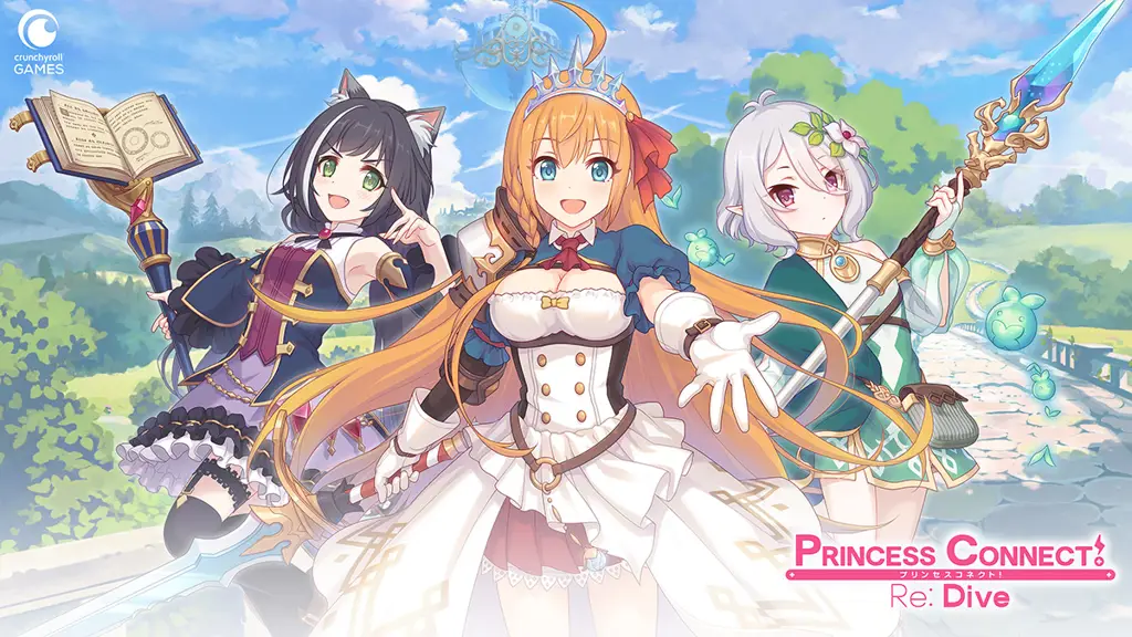 Gambar gameplay Princess Connect! Re:Dive yang menunjukkan pertarungan seru antara karakter-karakter