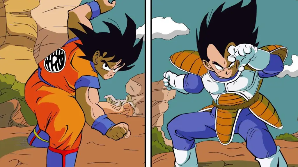 Goku dan Vegeta sedang bertarung melawan musuh