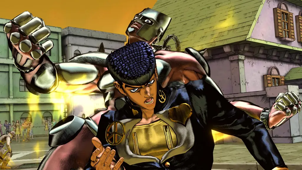 Gambar adegan pertarungan Stand dalam Jojo's Bizarre Adventure