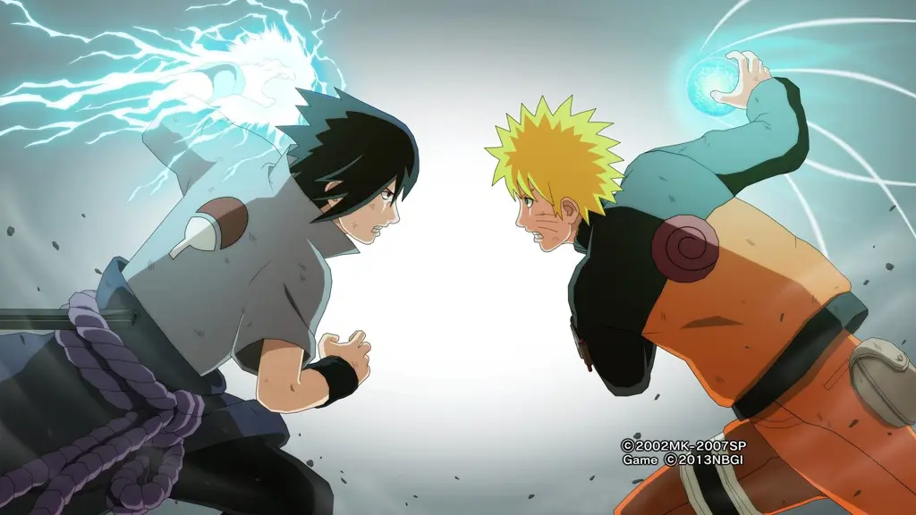 Pertarungan terakhir Naruto dan Sasuke Gambar Naruto dan Sasuke bertarung