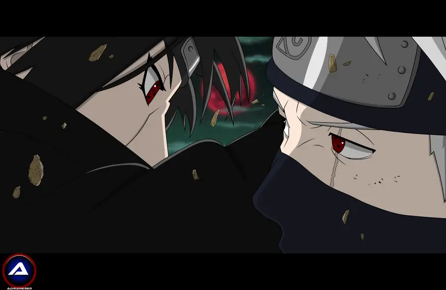 Gambar Itachi dan Kakashi bertarung