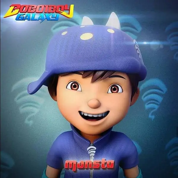 Boboiboy Angin melawan musuh dengan kekuatan angin