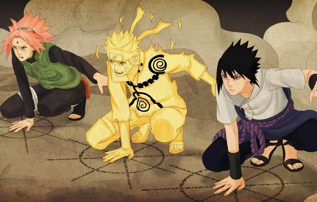 Gambar adegan pertempuran Perang Dunia Ninja Keempat di Naruto Shippuden