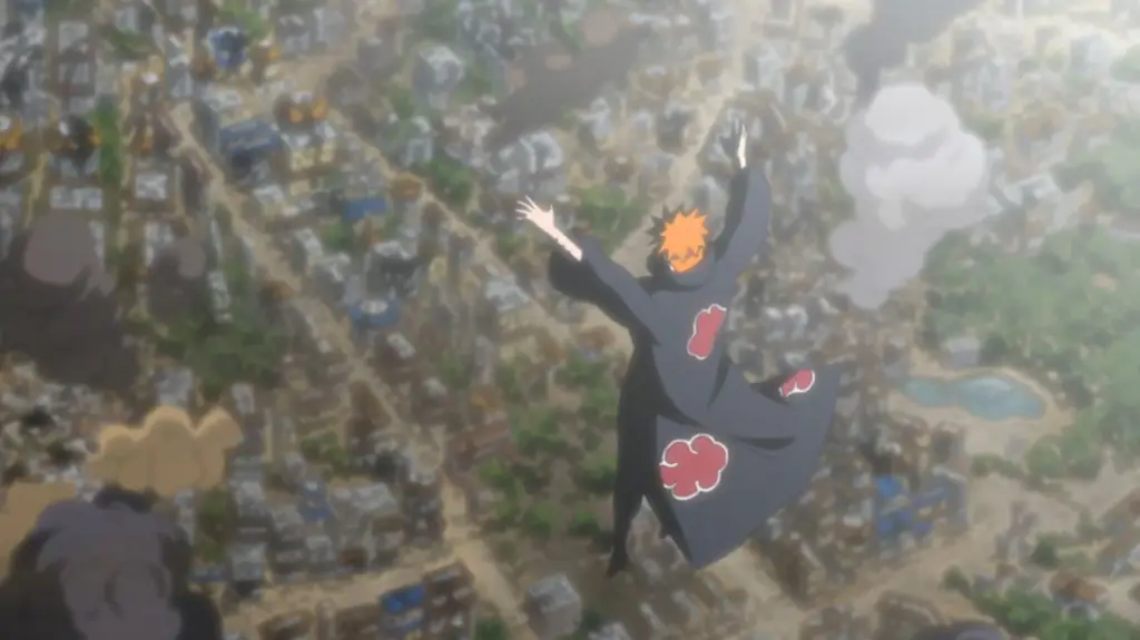 Konoha hancur akibat serangan Pain, Naruto berjuang melawannya.