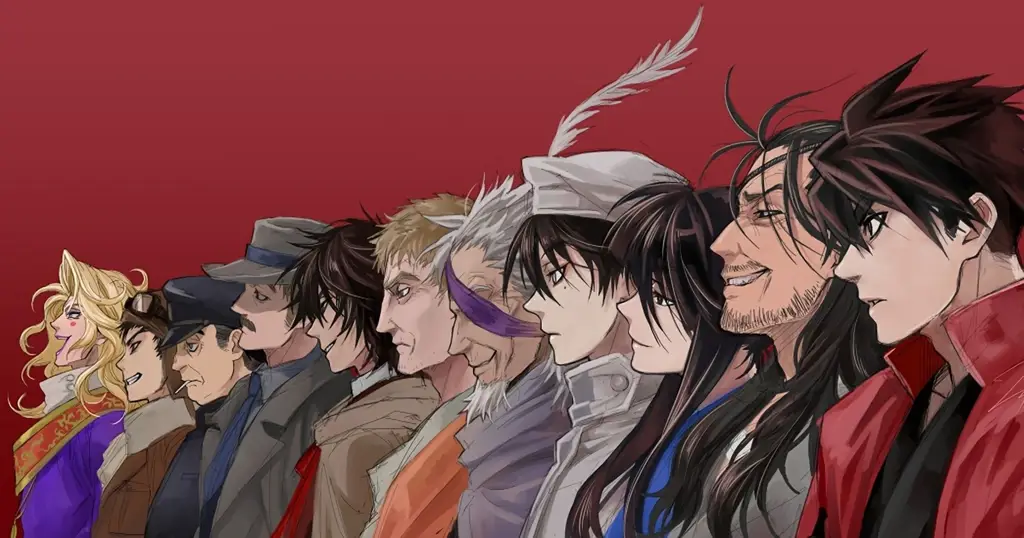 Gambar karakter Drifters sedang bertarung dalam dunia fantasi.