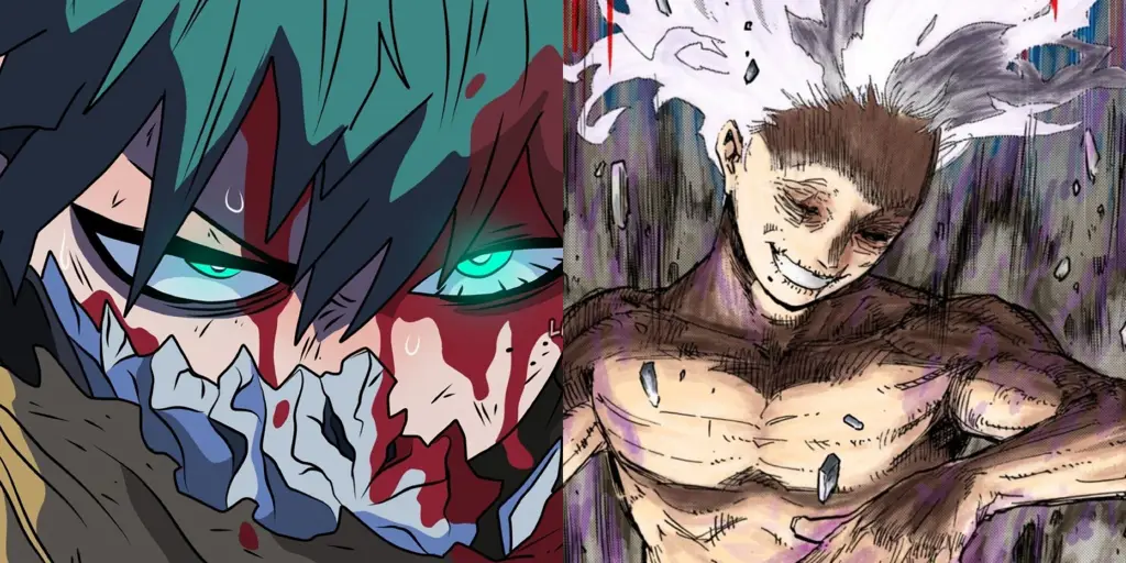 Gambar pertarungan Deku melawan Shigaraki