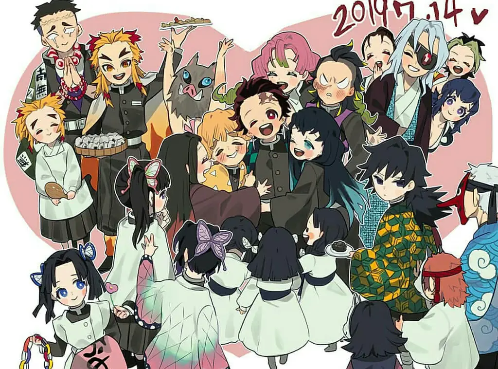 Karakter Kimetsu no Yaiba melawan iblis