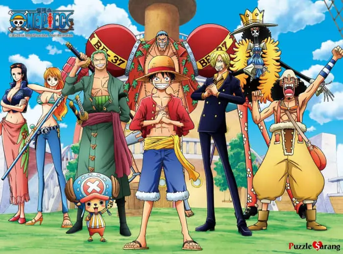 Para karakter One Piece sedang bertarung dengan sengit