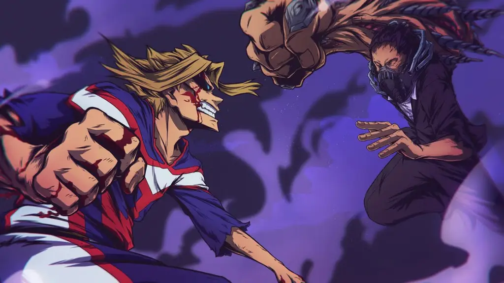 Gambar pertarungan All Might melawan All For One di My Hero Academia Season 3