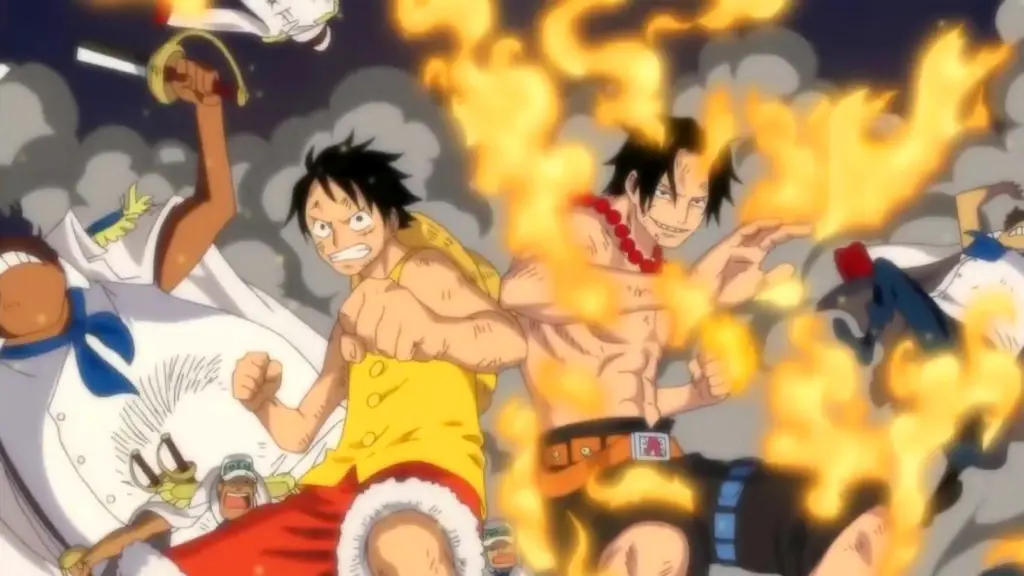 Luffy berjuang melawan Angkatan Laut di Marineford