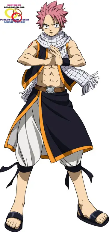 Natsu Dragneel bertarung melawan musuh di hutan